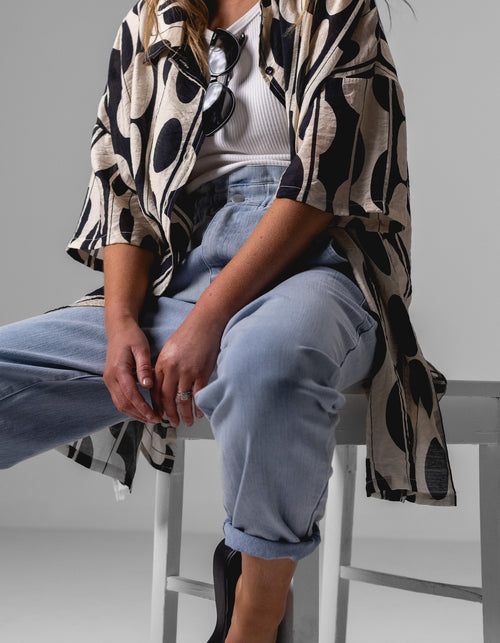 Sparrow Elastic Waist Denim Pants in Blue Wash
