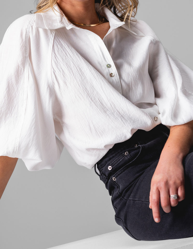 Xavi Double Collar Shirt in White