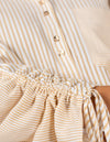 Imogen Drawstring Sleeve Shirt in Beige/White Stripe