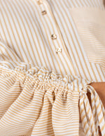 Imogen Drawstring Sleeve Shirt in Beige/White Stripe