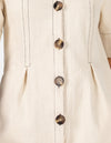 Carina Button Down Short Sleeve Shirt Dress in Beige Cotton