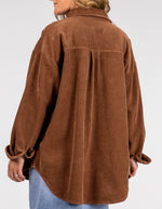Juliet Oversized Cord Shacket in Brown