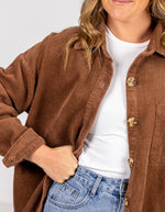 Juliet Oversized Cord Shacket in Brown