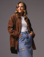 Juliet Oversized Cord Shacket in Brown