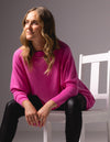 Willow Cotton Knit Jumper in Hot Pink