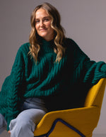 Jossy Cable Knit Jumper in Teal Green