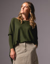 Willow Cotton Knit Jumper in Khaki