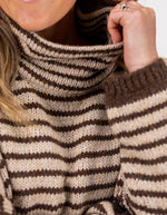 Monika Oversize Knit Jumper in Chocolate/Beige Stripe