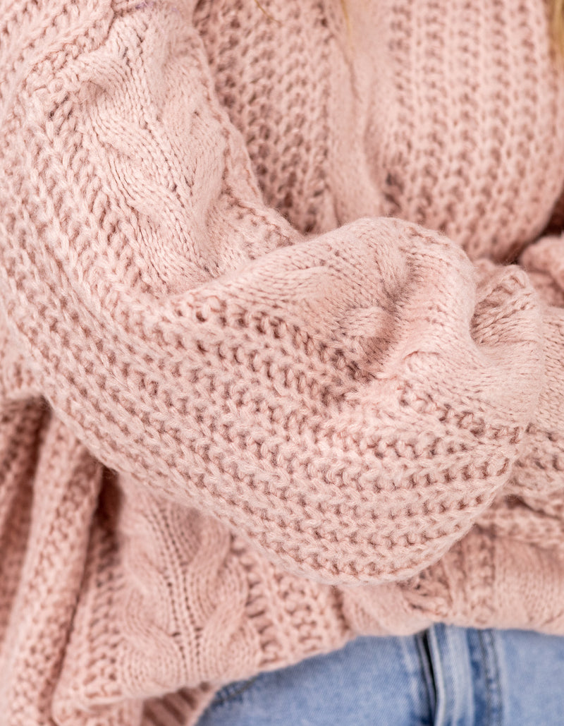 Jossy Cable Knit Jumper in Blush
