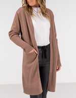 Chelsea Edge to Edge Cardigan with Pockets in Mauve