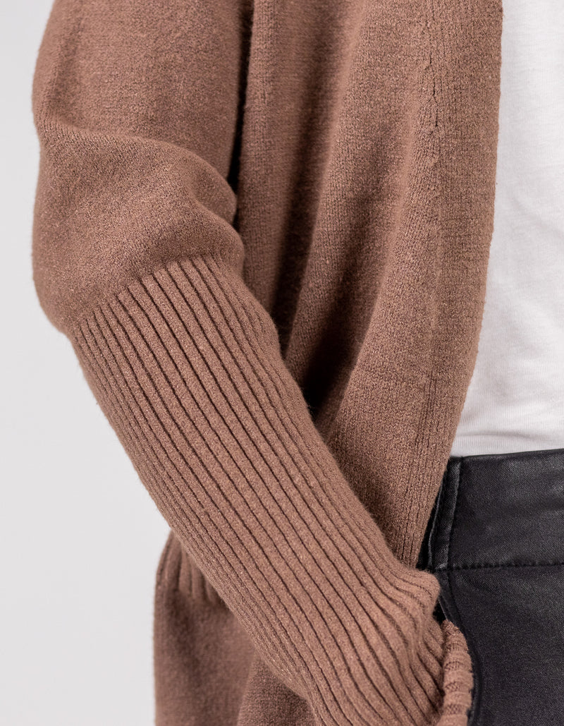 Chelsea Edge to Edge Cardigan with Pockets in Mauve