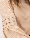 Teagan Long Sleeve Lace Sleeve Top in Latte