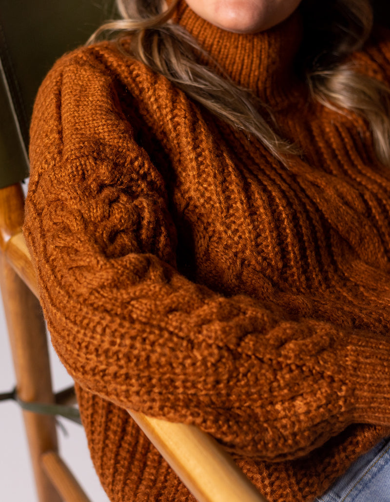 Jossy Cable Knit Jumper in Rust