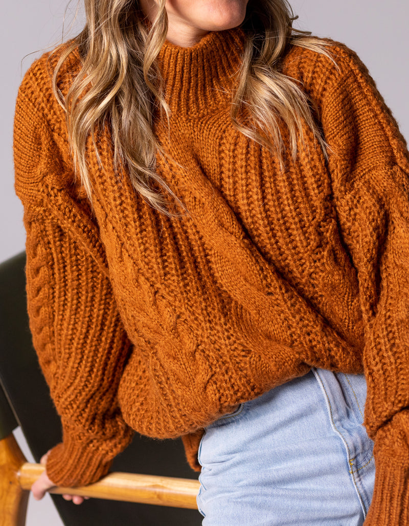 Jossy Cable Knit Jumper in Rust