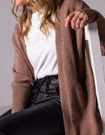 Chelsea Edge to Edge Cardigan with Pockets in Mauve