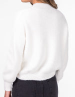 Sydney Crew Neck Brushed Knit Jumper in White