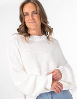 Alisha Crew Neck Texture Knit Jumper in White