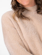 Sydney Crew Neck Brushed Knit Jumper in Beige