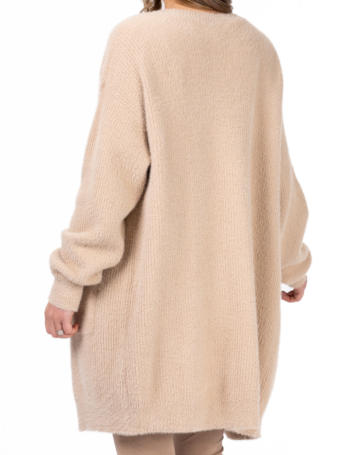 Alice Edge to Edge Brushed Knit Cardigan in Beige