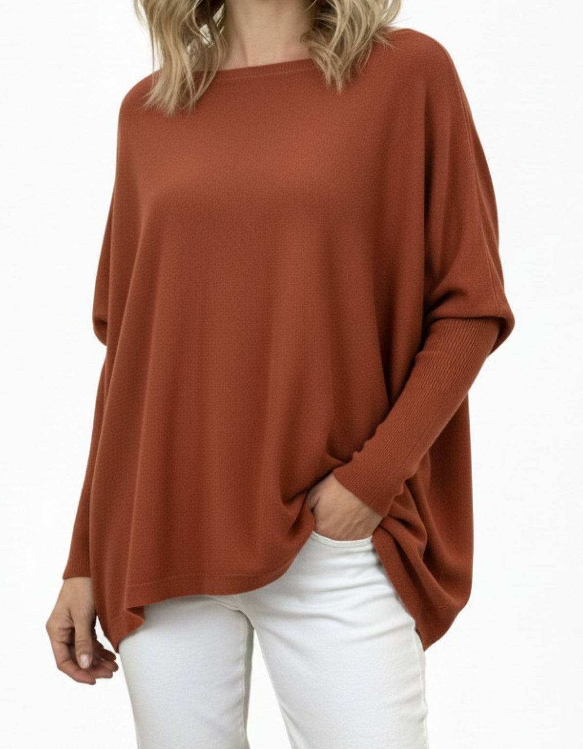 Willow Cotton Knit Jumper in Burnt Orange