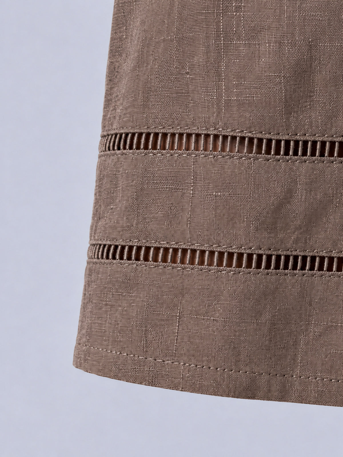 Astrid Brown Linen V Neck Shift Dress