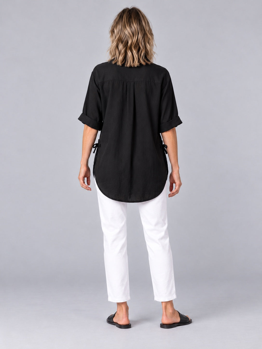 Hawthorn Black Cotton Blend Oversized Shirt