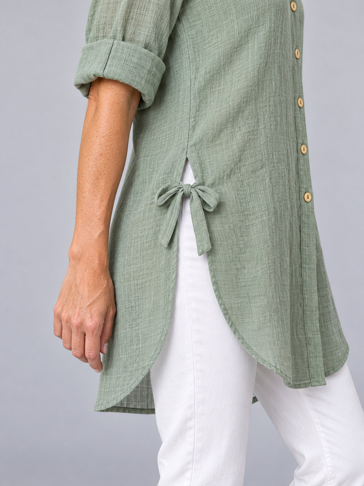 Hawthorn Sage Green Cotton Blend Oversized Shirt
