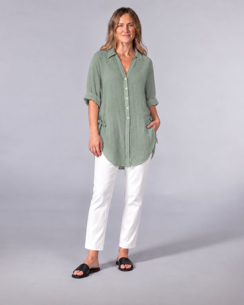 Hawthorn Sage Green Cotton Blend Oversized Shirt
