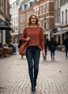 Willow Cotton Knit Jumper in Burnt Orange