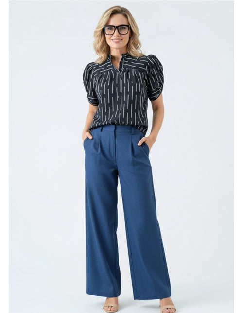 Naomi Button Down White Stitch Top In Black