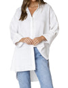 Nivara Oversize Cuff Shirt in White Linen