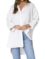 Nivara Oversize Cuff Shirt in White Linen