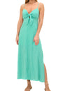Amelia Knot Front Midi Dress in Green Print