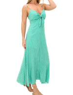 Amelia Knot Front Midi Dress in Green Print