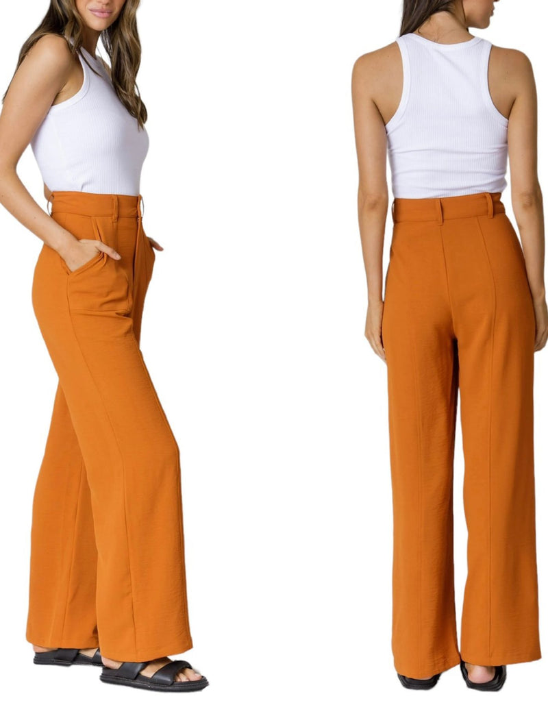 Kendal Wide Leg High Waist Pants in Spice