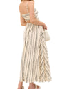 Cleo Shirred Back Maxi Dress in Beige Stripe