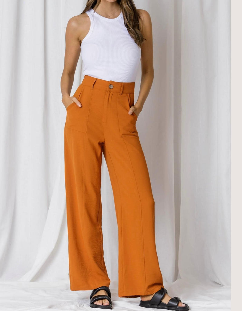 Kendal Wide Leg High Waist Pants in Spice