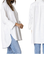 Nivara Oversize Cuff Shirt in White Linen