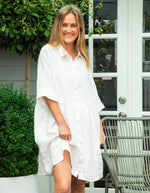 Opal Oversized Button Front Linen Dress in White
