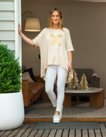 Xavier Sequin Cross Tee in Taupe