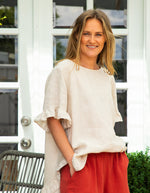 Shiloh Muslin Cotton Elastic Waist Shorts in Clay