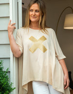 Xavier Sequin Cross Tee in Taupe