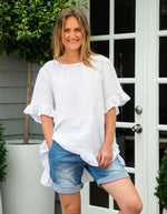 Millie Relaxed Fit Top in White Linen