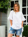 Millie Relaxed Fit Top in White Linen
