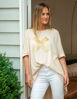 Xavier Sequin Cross Tee in Taupe