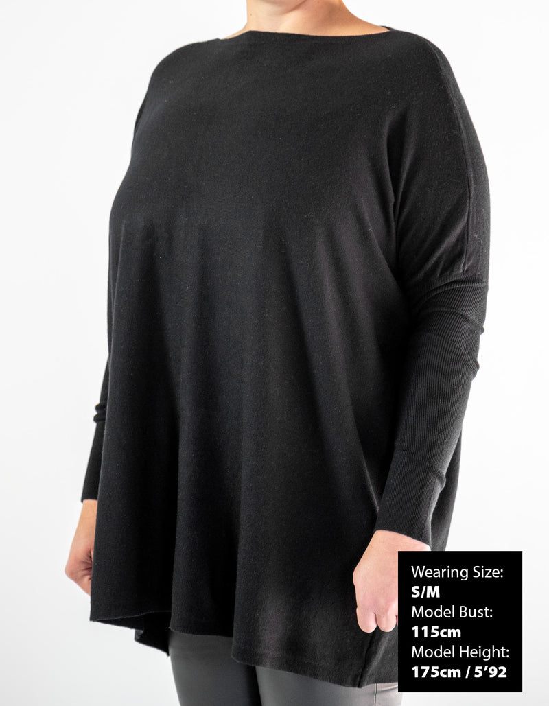 Marley Oversize 100% Cotton Knit Jumper in Black