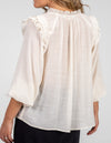 Tina Long Sleeve Frill Detail Top in Cream
