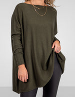 Marley Oversize 100% Cotton Knit Jumper in Khaki