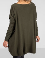 Marley Oversize 100% Cotton Knit Jumper in Khaki