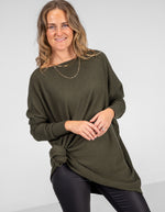 Marley Oversize 100% Cotton Knit Jumper in Khaki